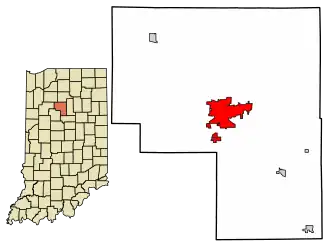 Location of Logansport in Cass County, Indiana