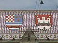 The coat of arms of the Triune Kingdom on the roof of the St. Mark's Church, Zagreb