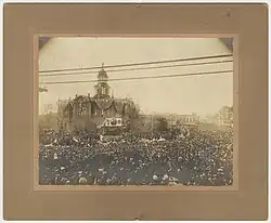 President Theodore Roosevelt delivering a speech in Sherman, Texas during April 1905