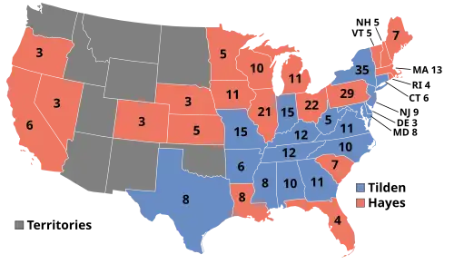 Electoral map, 1876 election