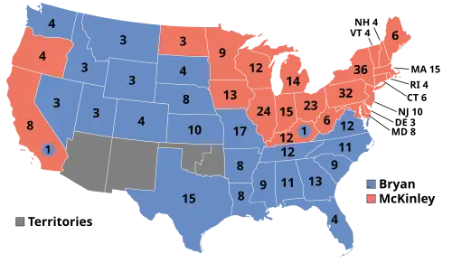 Electoral map, 1896 election