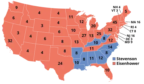 Electoral map, 1952 election
