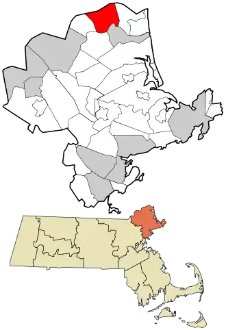 Location in Essex County and Massachusetts