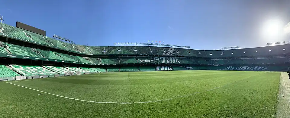 Panorama of the stadium from the pitch level