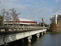 Fant–Ewing Coliseum and JPS Field at Malone Stadium from Bayou Desiard