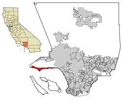 Location of Malibu in Los Angeles County, California
