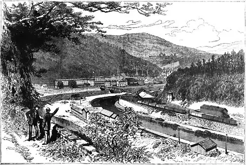 Mauch Chunk depicted in an 1880 engraving