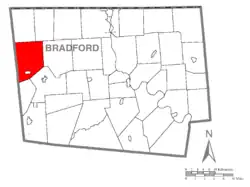 Map of Bradford County, Pennsylvania highlighting Columbia Township