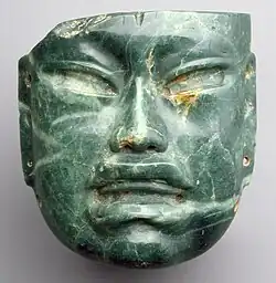Mask; 10th–6th century BC; jadeite; height: 17.1&nbsp;cm, width: 16.5&nbsp;cm; Metropolitan Museum of Art