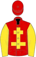 Red, yellow cross of lorraine and sleeves
