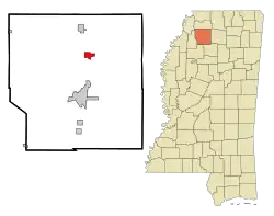 Location of Sardis, Mississippi