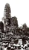 The main prang of Wat Mahathat, collapsed in 1904, photographed in the early twentieth century